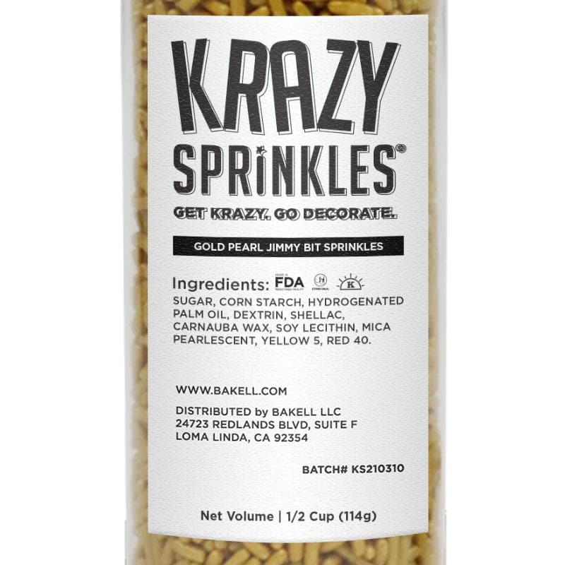 Bulk Size Gold Pearl Jimmies Sprinkles | Krazy Sprinkles | Bakell