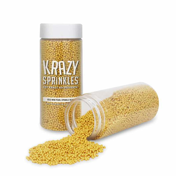 Gold Pearl Mini Sprinkle Beads-Krazy Sprinkles_HalfCup_Google Feed-bakell