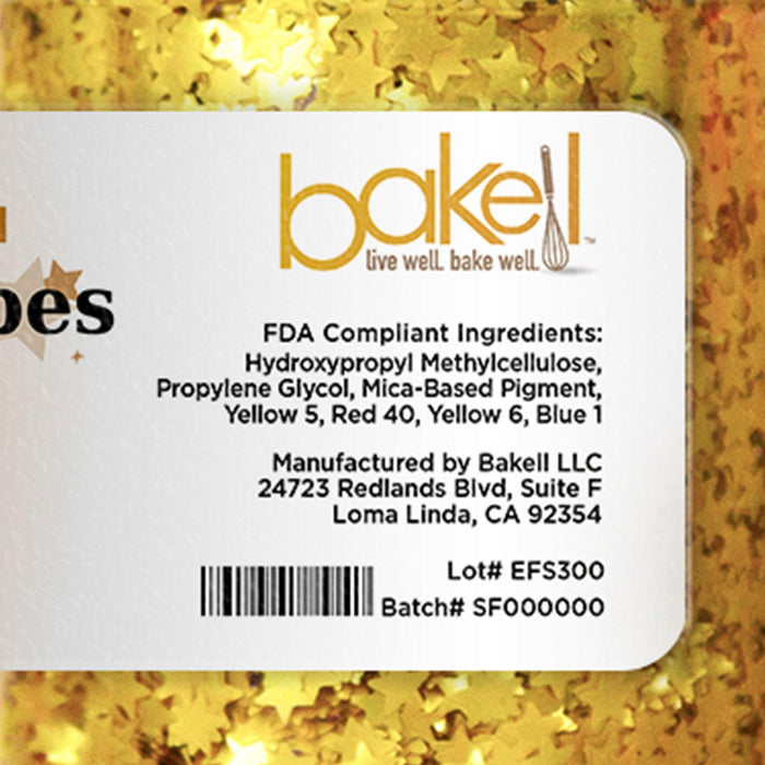 Bulk Gold Star Shaped Edible Shimmer Flakes | #1 Site for 100% Edible Glitter 