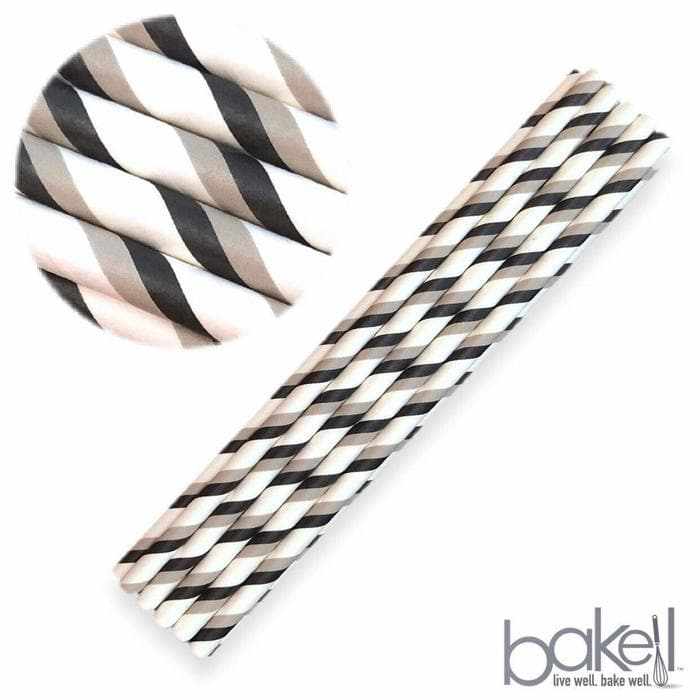 Gray and Black Candy Cane Stripes Cake Pop Party Straws | Bulk Sizes-Cake Pop Straws_Bulk-bakell