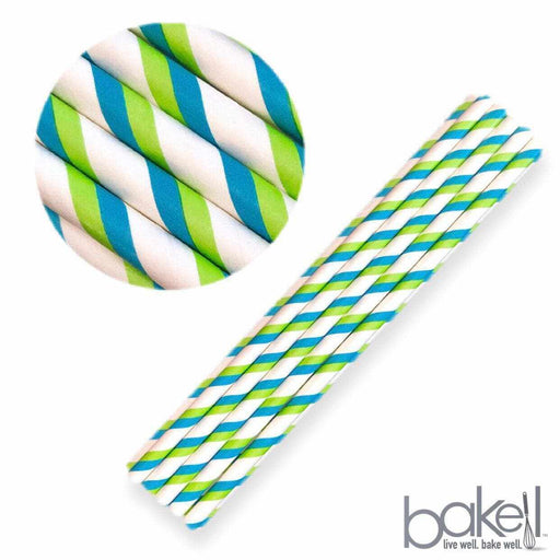 Green and Blue Candy Cane Stripes Cake Pop Party Straws-Cake Pop Straws-bakell