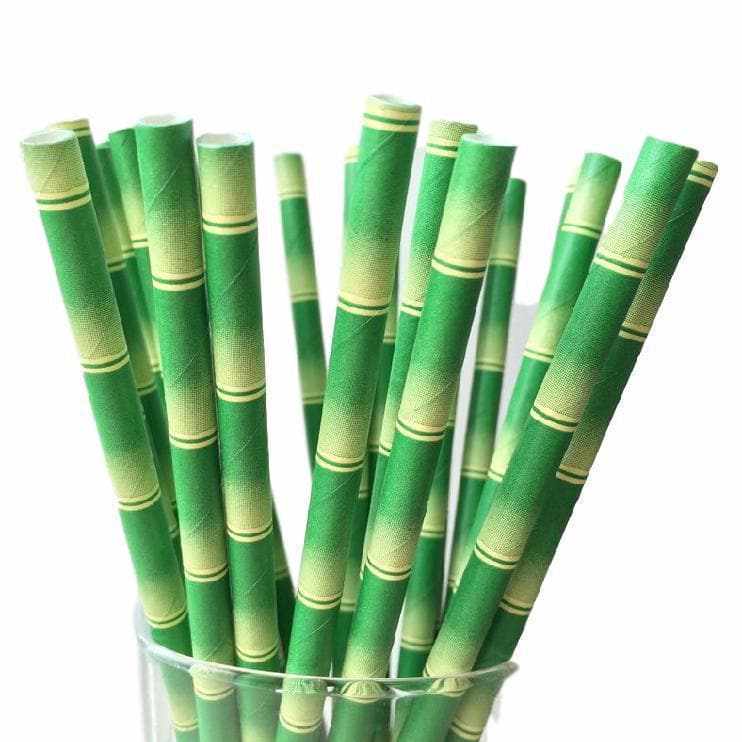 Green Bamboo Print Cake Pop or Party Drinking Straws | Bakell