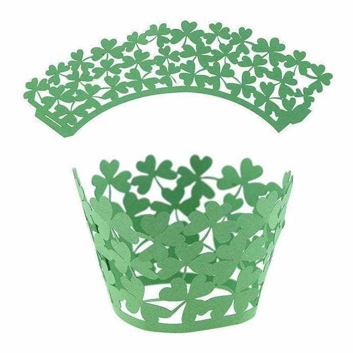 Green "Clover Leaf" Lace Cupcake Wrappers & Liners  | Bakell® Baking Products