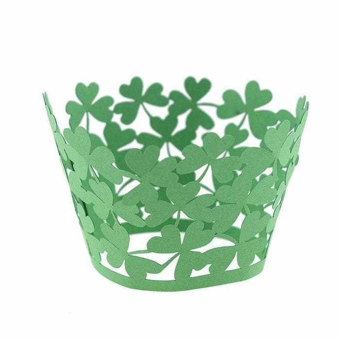 Green "Clover Leaf" Lace Cupcake Wrappers & Liners  | Bakell® Baking Products