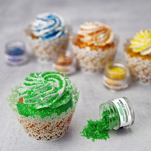 Green Edible Shimmer Flakes 4 Gram Jar-Edible Flakes_Google Feed-bakell