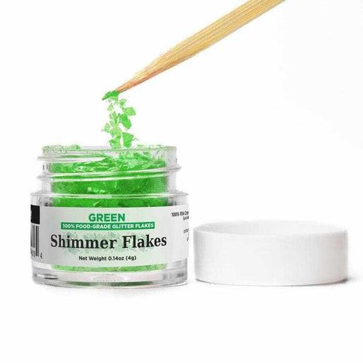 Green Edible Shimmer Flakes 4 Gram Jar-Edible Flakes_Google Feed-bakell