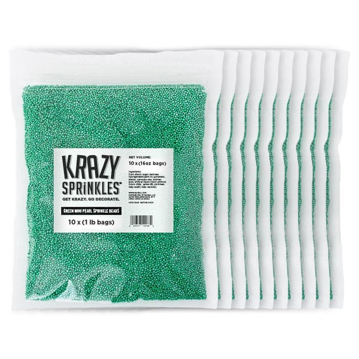 Green Mini Pearl Beads by Krazy Sprinkles®| Wholesale Sprinkles