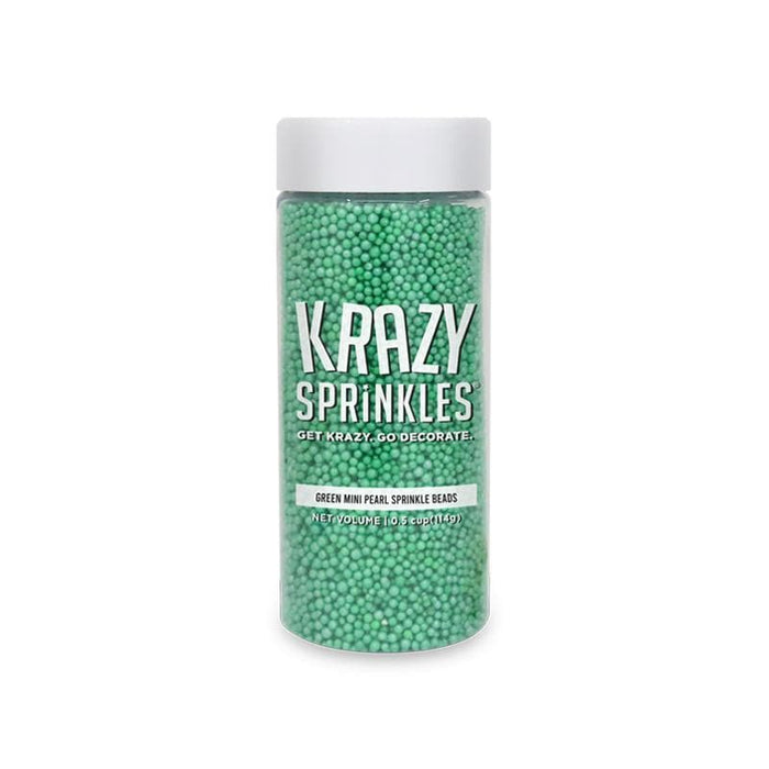 Green Pearl Mini Sprinkle Beads-Krazy Sprinkles_HalfCup_Google Feed-bakell