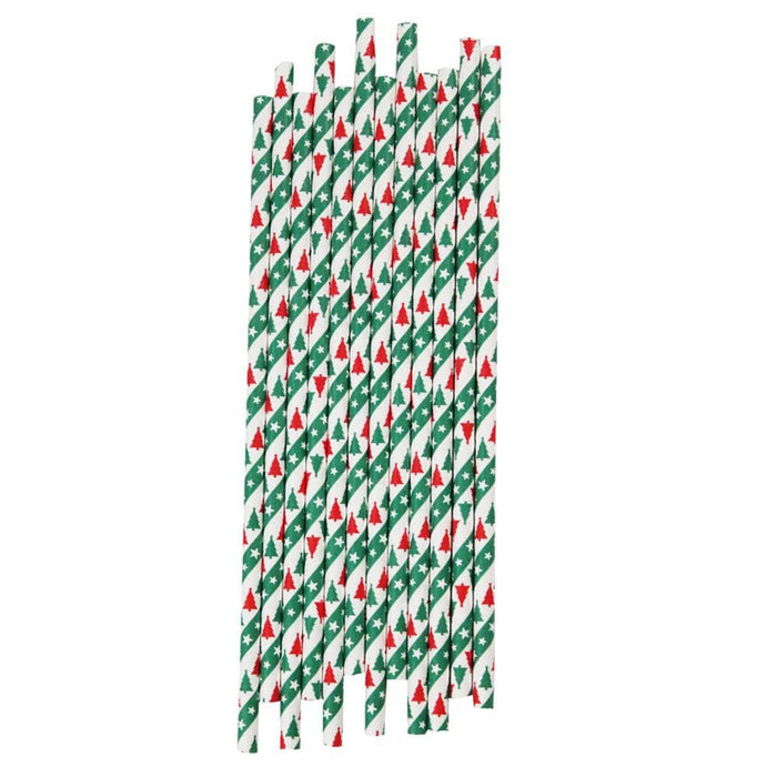 Green & Red Christmas Trees Cake Pop Party Straws | Bulk Sizes-Cake Pop Straws_Bulk-bakell