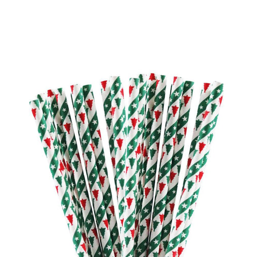Green & Red Christmas Trees Cake Pop Drinking Straws | Bakell®