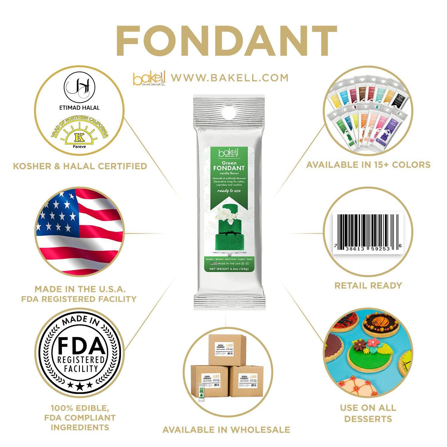 Buy Green Vanilla Fondant 4oz - Tasty & Soft - Bakell