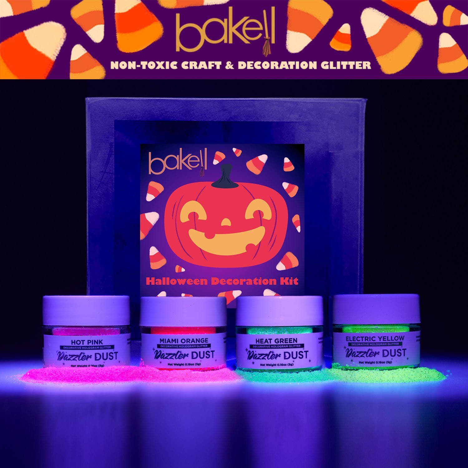 Halloween Glow In The Dark Dazzler Dust® Combo Pack (4 PC Set)-Dazzler Dust_Pack-bakell