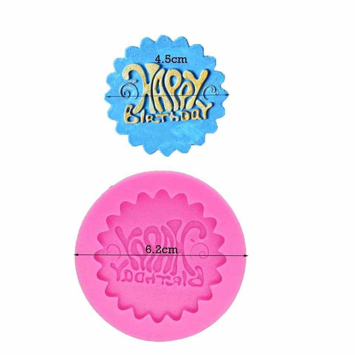 Happy Birthday Cupcake Topper Plaque Silicone Mold | BAKELL.COM
