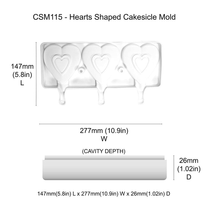 Heart Cakesicle Mold | Silicone Heart Cake Pop Molds | Bakell