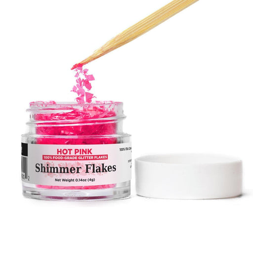 Hot Pink Edible Shimmer Flakes 4 Gram Jar-Edible Flakes_Google Feed-bakell
