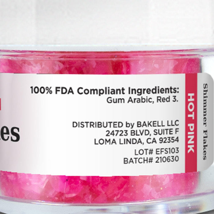 Hot Pink Edible Shimmer Flakes | #1 Site for 100% Glitter | Bakell