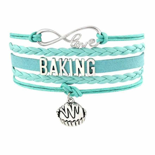 Infinity Love "BAKING" Bakers Bracelet With Cupcake Charm - Turquoise | Bakell