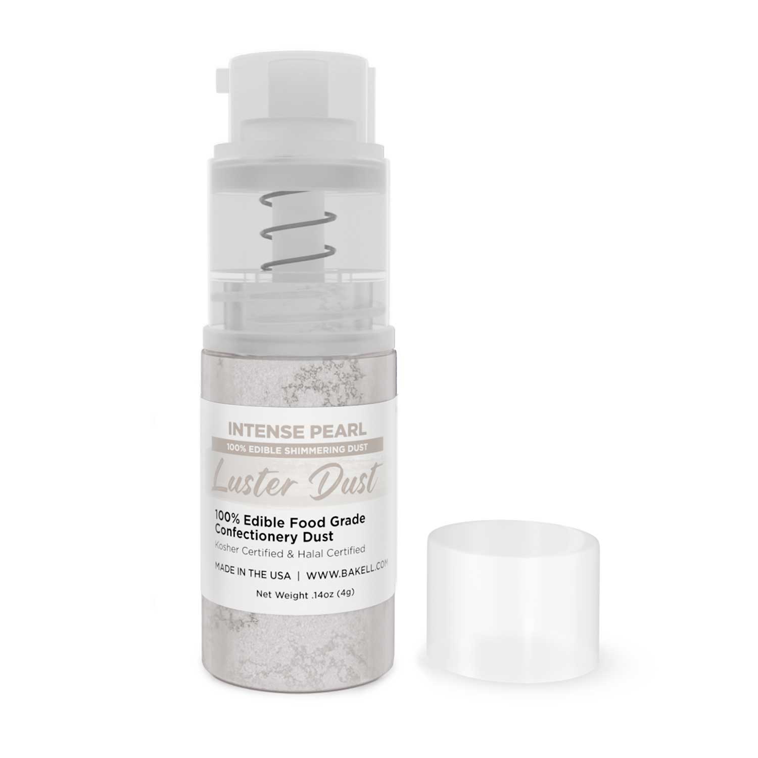 New! Miniture Luster Dust Spray Pump | 4g Intense Pearl White Edible Glitter