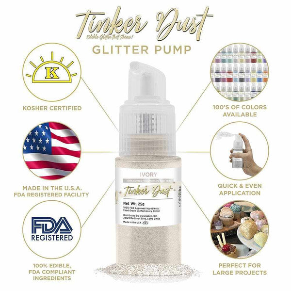 Bakell Ivory Edible Glitter - 4G Spray Pump | Tinker Dust