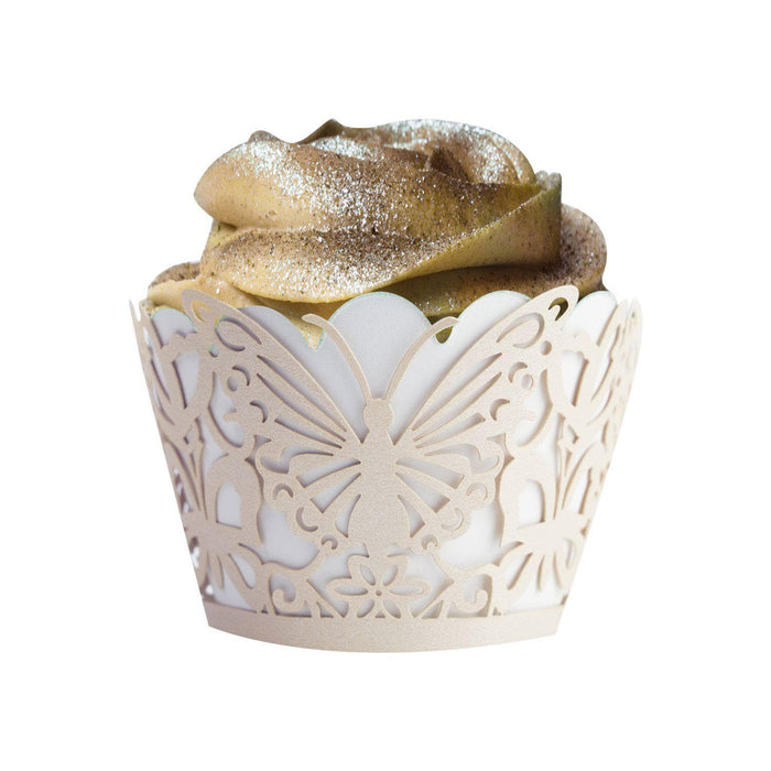 Ivory Tan Butterfly Cupcake Wrappers & Liners | Bakell.com