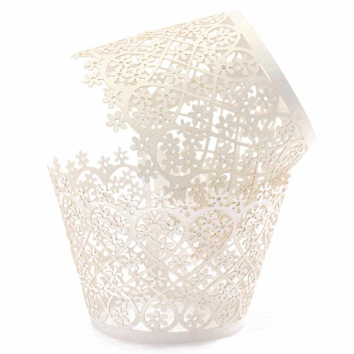 Ivory-White Lace Floral Cupcake Wrappers & Liners | Bakell.com — Bakell®