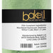 Close-up of Bakell Leaf Green Luster Dust label with ingredients and "live well. bake well." logo.
