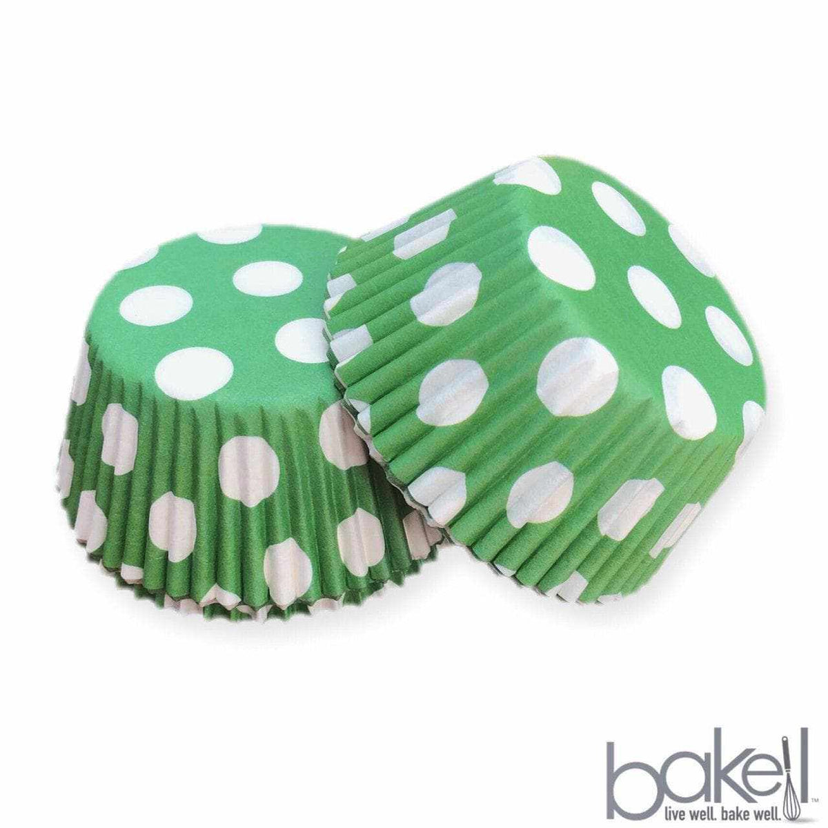 Bulk Light Green & White Polka Dot Cupcake Wrappers & Liners