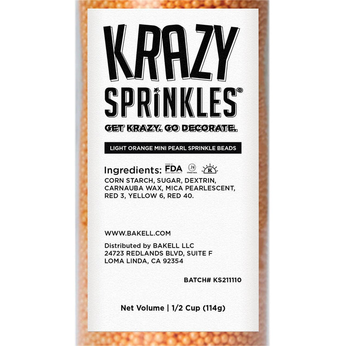 Light Orange Pearl Mini Sprinkle Beads by Krazy Sprinkles®| Wholesale Sprinkles