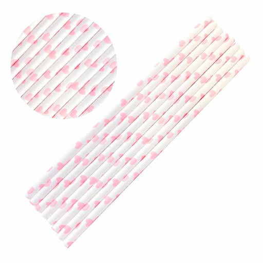 Light Pink Heart Polka Dot Cake Pop Party Straws | Bakell