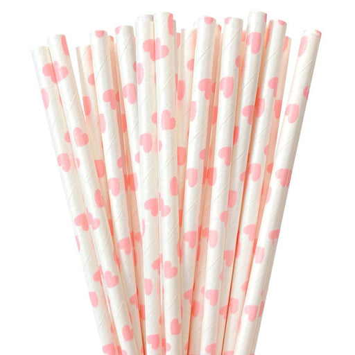 Light Pink Heart Polka Dot Cake Pop Party Straws | Bulk Sizes-Cake Pop Straws_Bulk-bakell