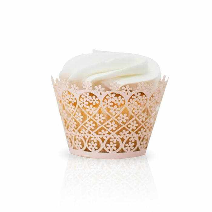 Light Pink Lace Floral Pattern Cupcake Wrappers & Liners  | Bakell® Baking Products