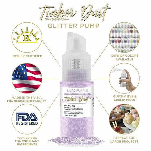 Lilac Purple Edible Glitter Spray 25g Pump | Tinker Dust | Bakell