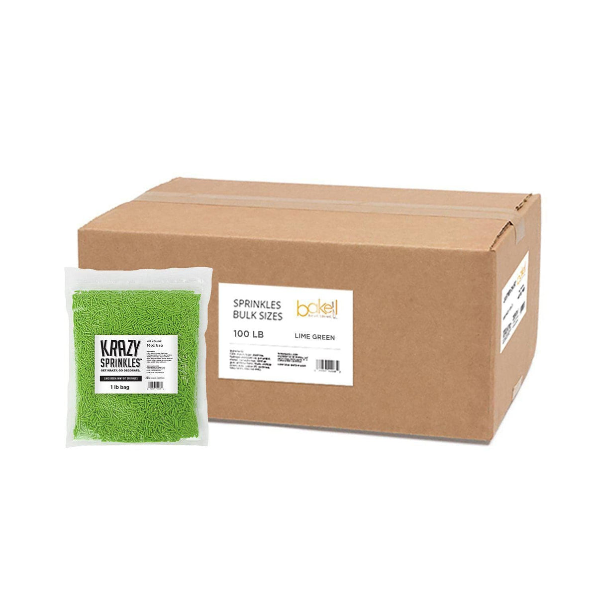 Bulk Size Lime Green Jimmies Sprinkles Krazy Sprinkles Bakell — Bakell®