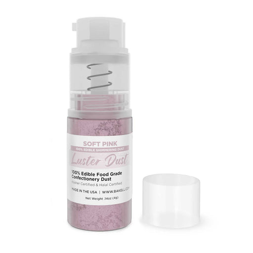 Front View of Soft Pink Luster Dust 4 gram pump. | bakell.com