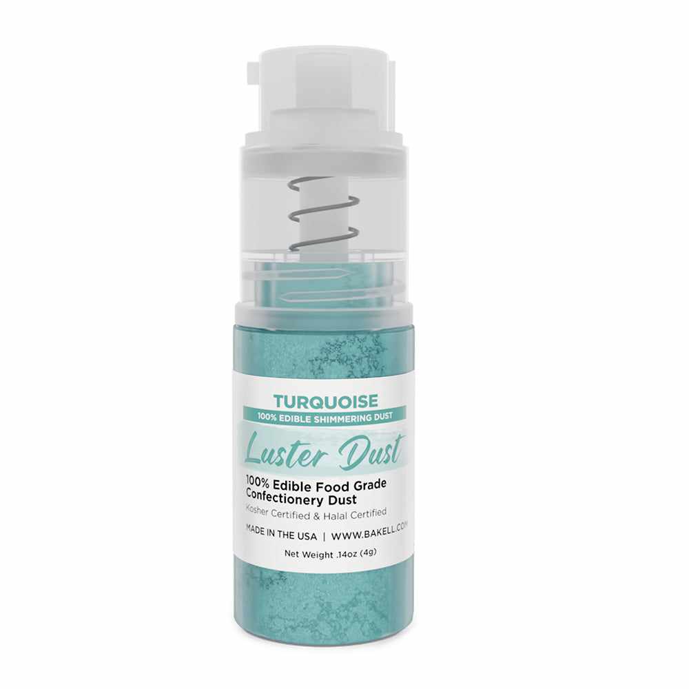 Front View of Turquoise Luster Dust 4 gram pump. | bakell.com