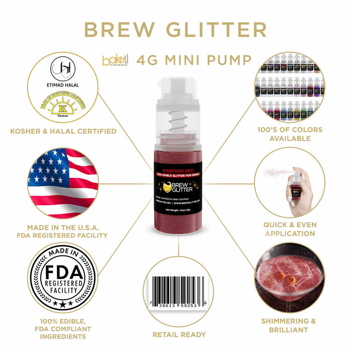 Maroon Red Beverage Glitter Mini Spray Pump - Wholesale-Wholesale_Case_Brew Glitter 4g Pump-bakell