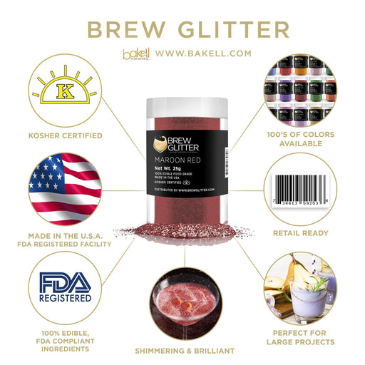 Maroon-Red Brew Glitter®, Bulk Size | Beverage & Beer Glitters, Bakell