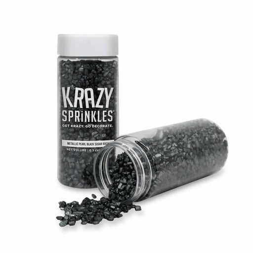 Metallic Black Pearl Sugar Rocks Sprinkles-Krazy Sprinkles_HalfCup_Google Feed-bakell