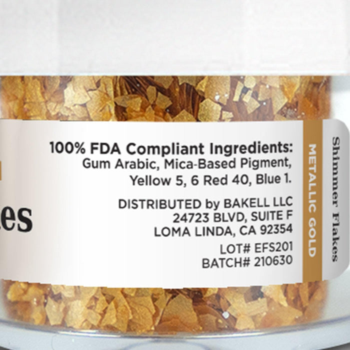 Metallic Gold Edible Shimmer Flakes, 4 Gram Jar-Edible Flakes_Google Feed-bakell
