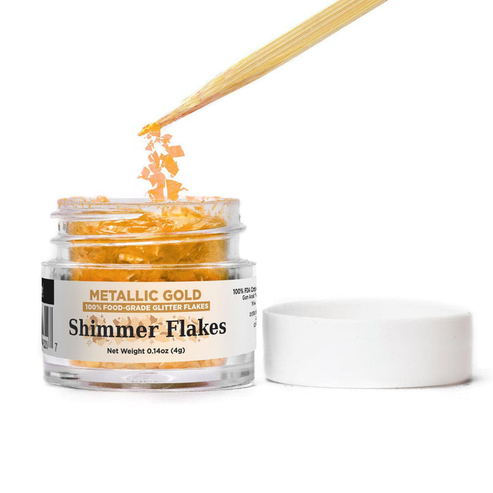 Metallic Gold Edible Shimmer Flakes, 4 Gram Jar-Edible Flakes_Google Feed-bakell