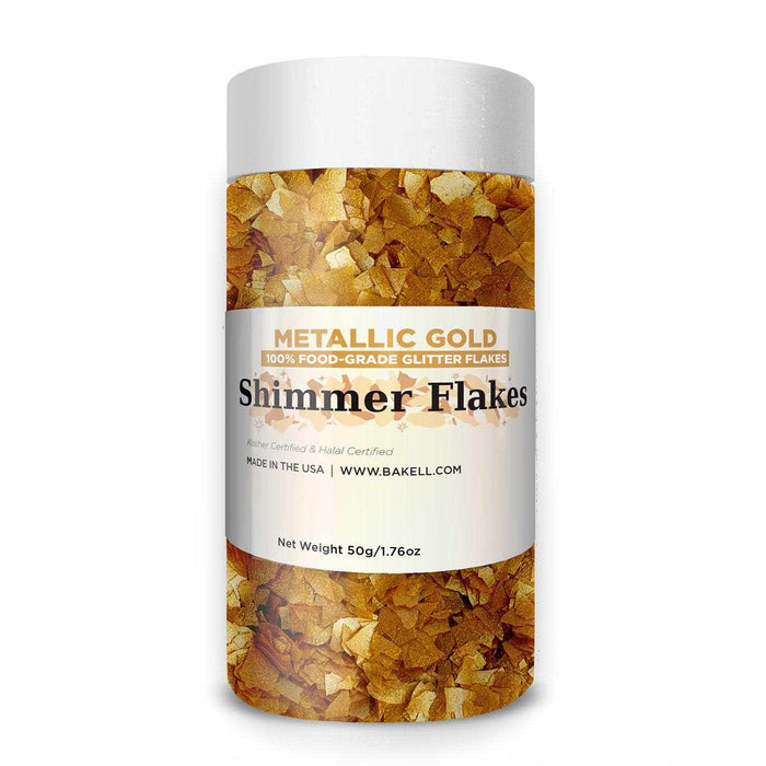 Bulk Metallic Gold Edible Shimmer Flakes | #1 Site for 100% Edible Glitter 