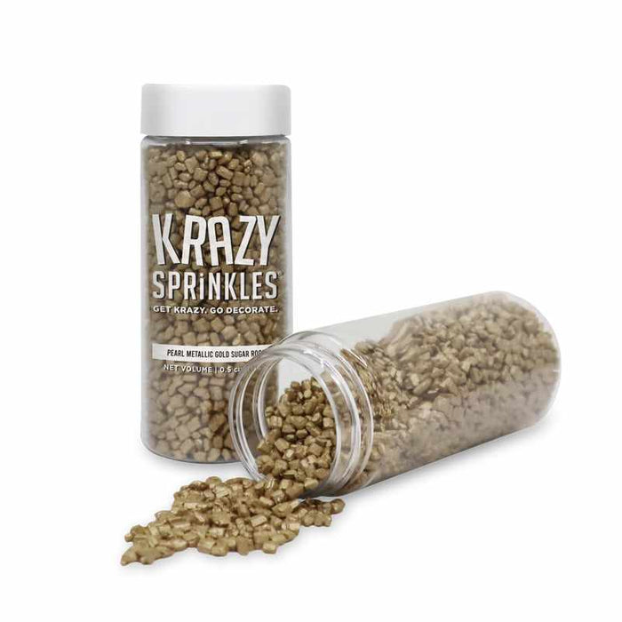 Metallic Gold Pearl Sugar Rocks Sprinkles-Krazy Sprinkles_HalfCup_Google Feed-bakell