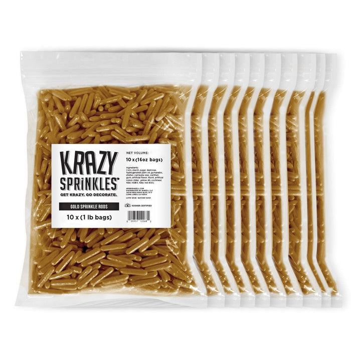Metallic Gold Rods Edible Sprinkles | Krazy Sprinkles | Bakell 10 lb