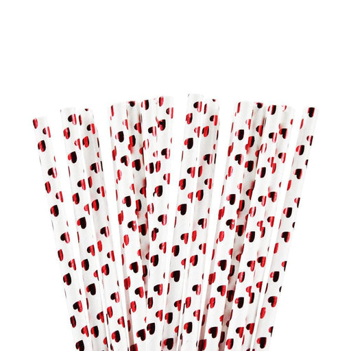 Metallic Red Hearts Cake Pop Party Straws | Bakell