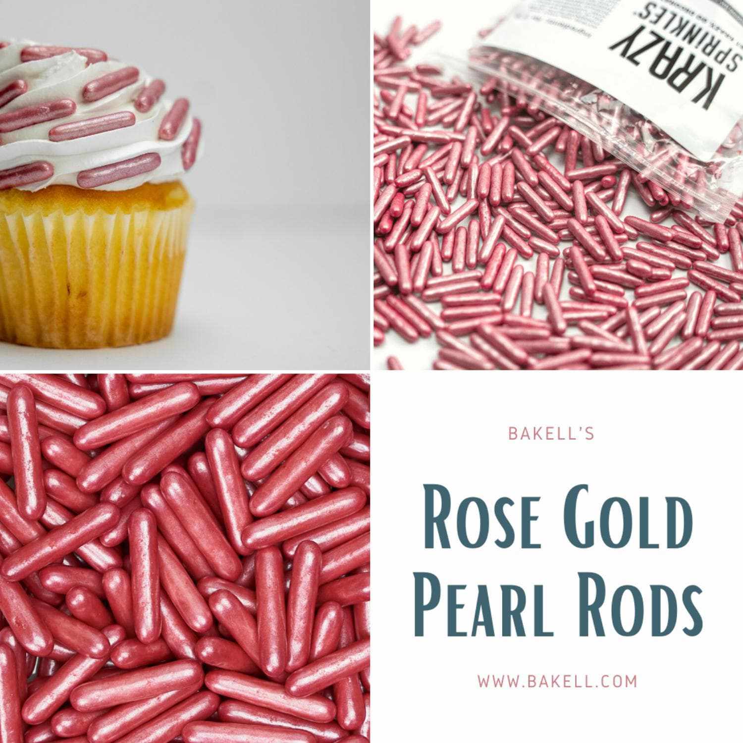Metallic Rose Gold Rods Edible Sprinkles | Krazy Sprinkles