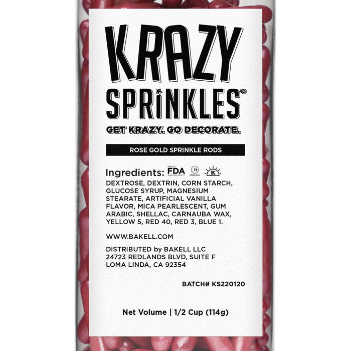 Metallic Rose Gold Rods Sprinkles by Krazy Sprinkles®|Wholesale Sprinkles