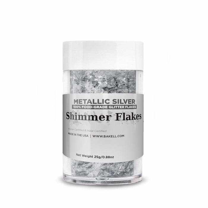 Bulk Metallic Silver Edible Shimmer Flakes