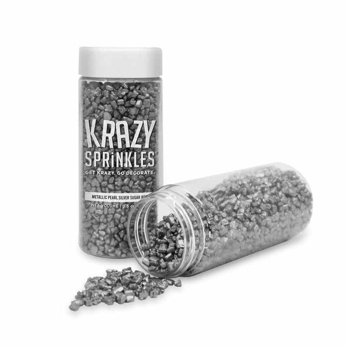 Metallic Silver Pearl Sugar Rocks Sprinkles-Krazy Sprinkles_HalfCup_Google Feed-bakell