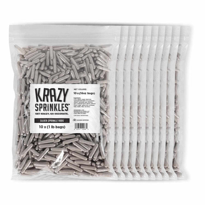 Metallic Silver Rods Sprinkles by Krazy Sprinkles®|Wholesale Sprinkles