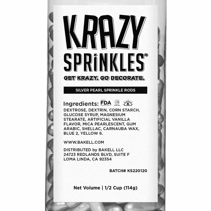 Metallic Silver Rods Sprinkles by Krazy Sprinkles®|Wholesale Sprinkles